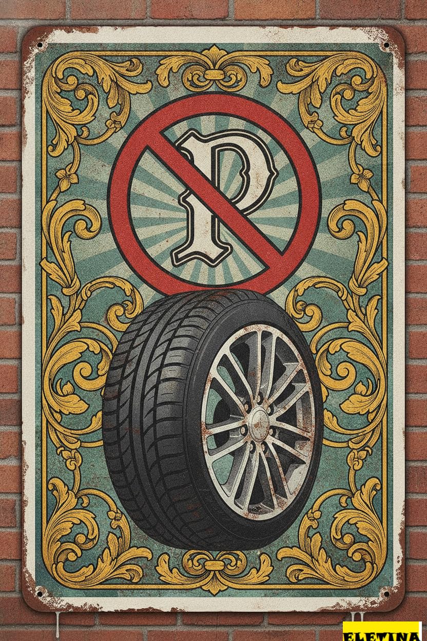 No Parking Metal French Vintage Retro Warning Sign Outdoor Parking Lot Street Road Decor 8x12in