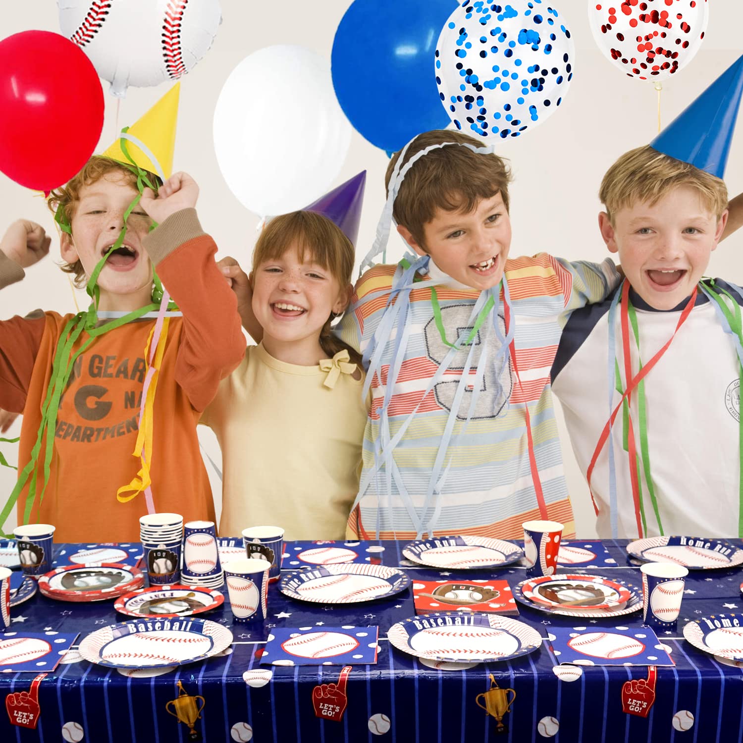 Pack Déco Fête MLB (Major League Baseball) - Assiettes, Gobelets, Suspensions Blanches
