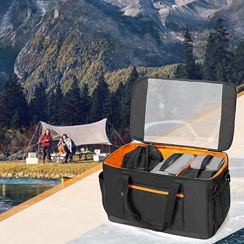 GRAOSO Camping Gear Organizer, 3 Pcs Camping Packing Cubes and 1 Pcs Mesh Pocket with Carrying Bag for Kitchen Supplies, 5-in-one Tactical Travel Storage with Transparent Window for Car Trunk, 45L