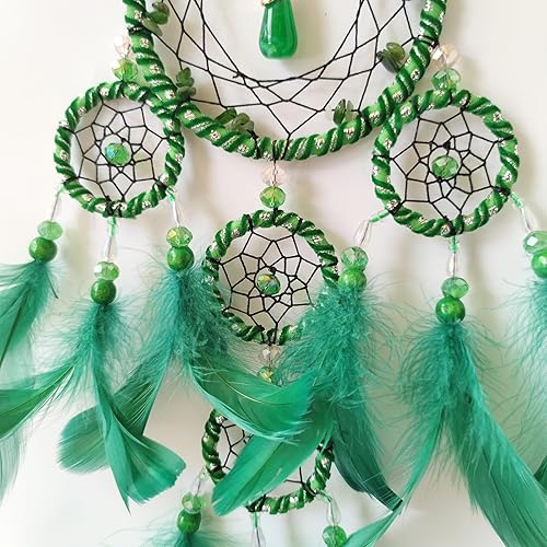 Miniatura 4 de SOYUZU Atrapasueños pequeños verdes para dormitorio, atrapasueños de plumas para adultos, atrapasueños para colgar en la pared, regalos de bendición