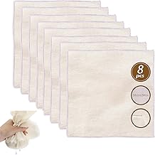 Pack of 8 Muslin Cheesecloth 50 x 50 cm Hemmed Cloth Muslin Food Washable Reusable Grade 100 Pure Unbleached Cotton Canvas, Strainer for Filtering Cheese, Butter, Juice, Nut Milk