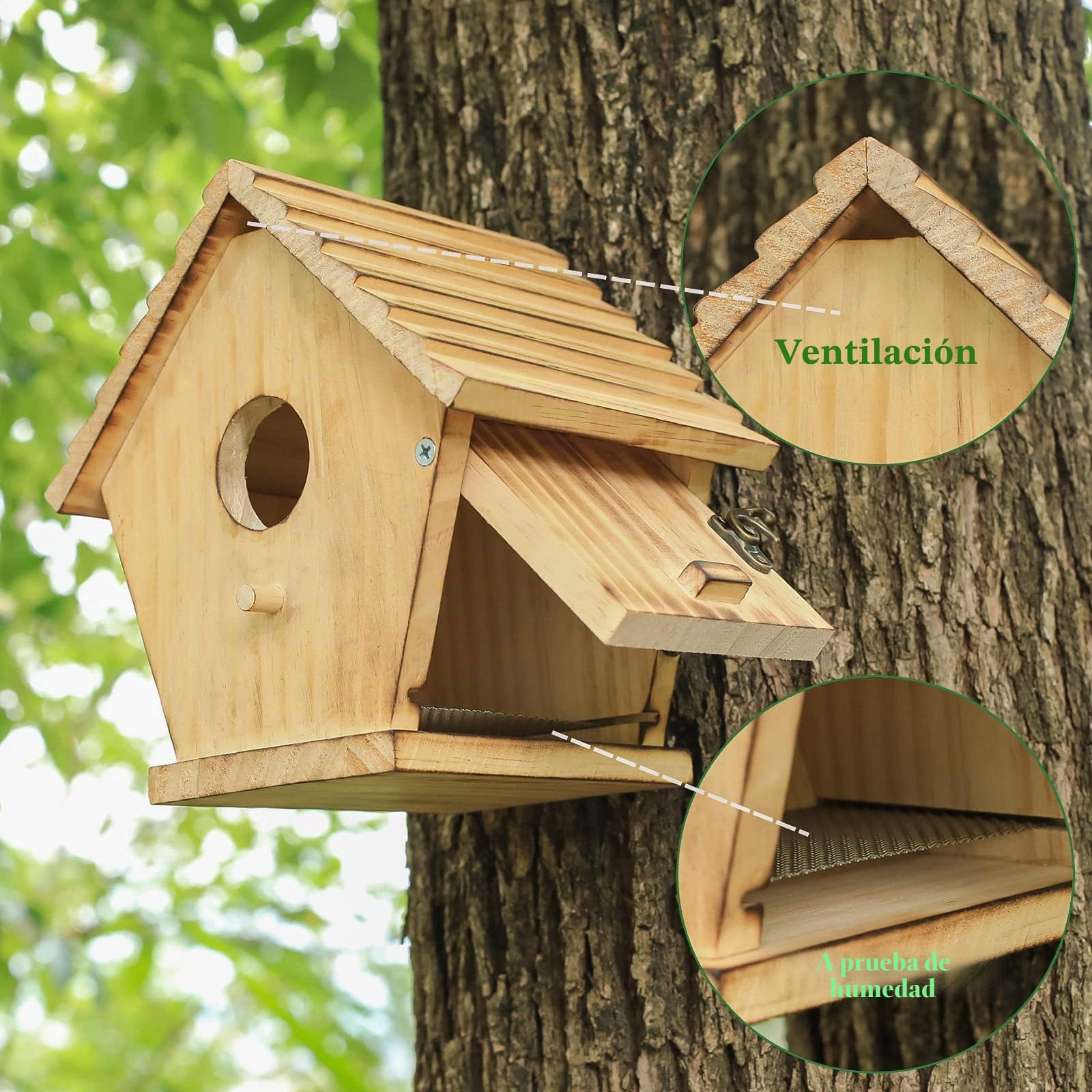 STARSWR Casa para pájaros, casa de pájaros Azules al Aire Libre para Espacio Exterior, casa de pájaros de Madera, pinzón cardenales, Caja de anidación para observación de Aves Silvestres