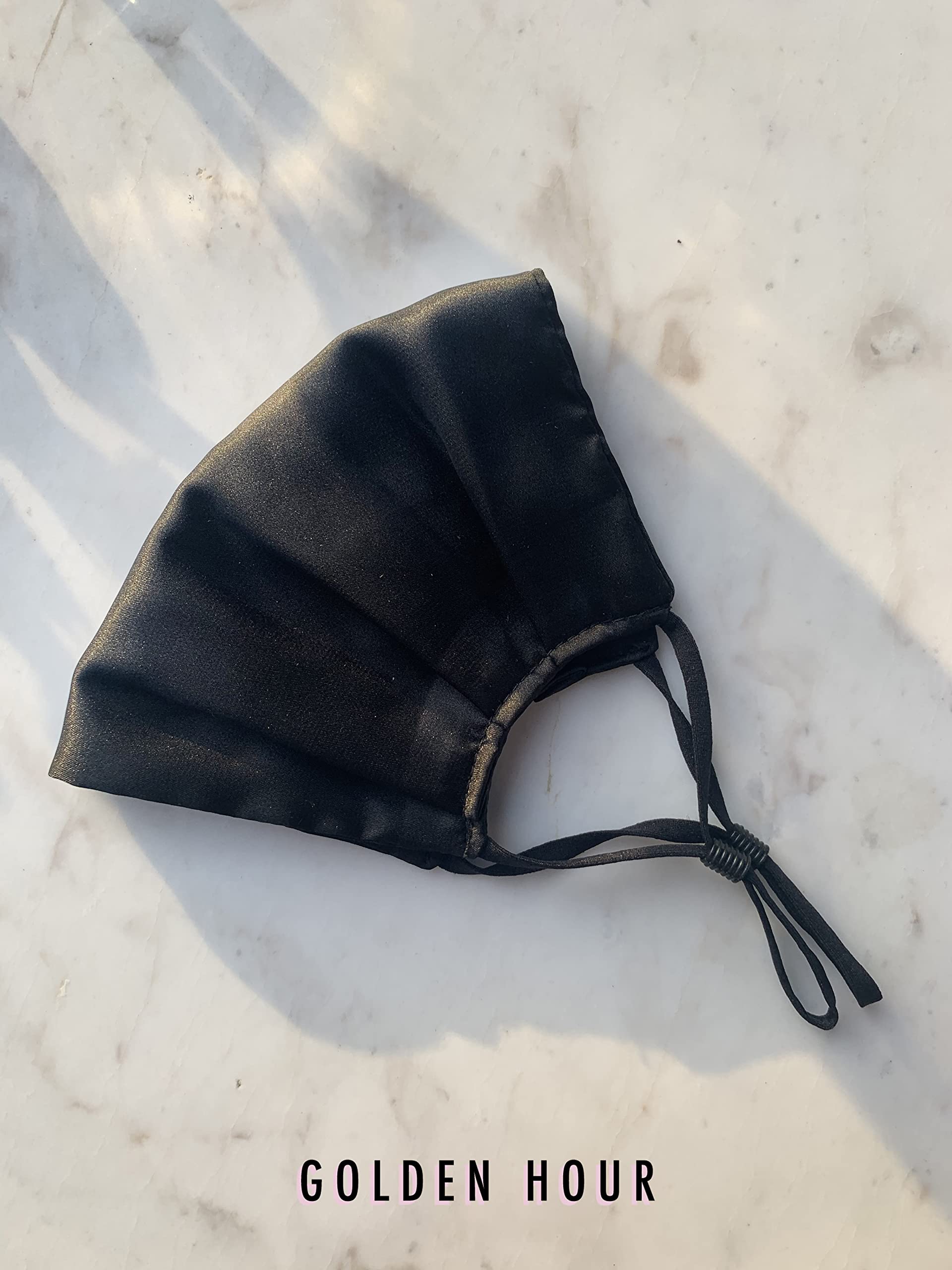 GOLDEN HOUR Silk Satin Face Mask, Navy - Image 2