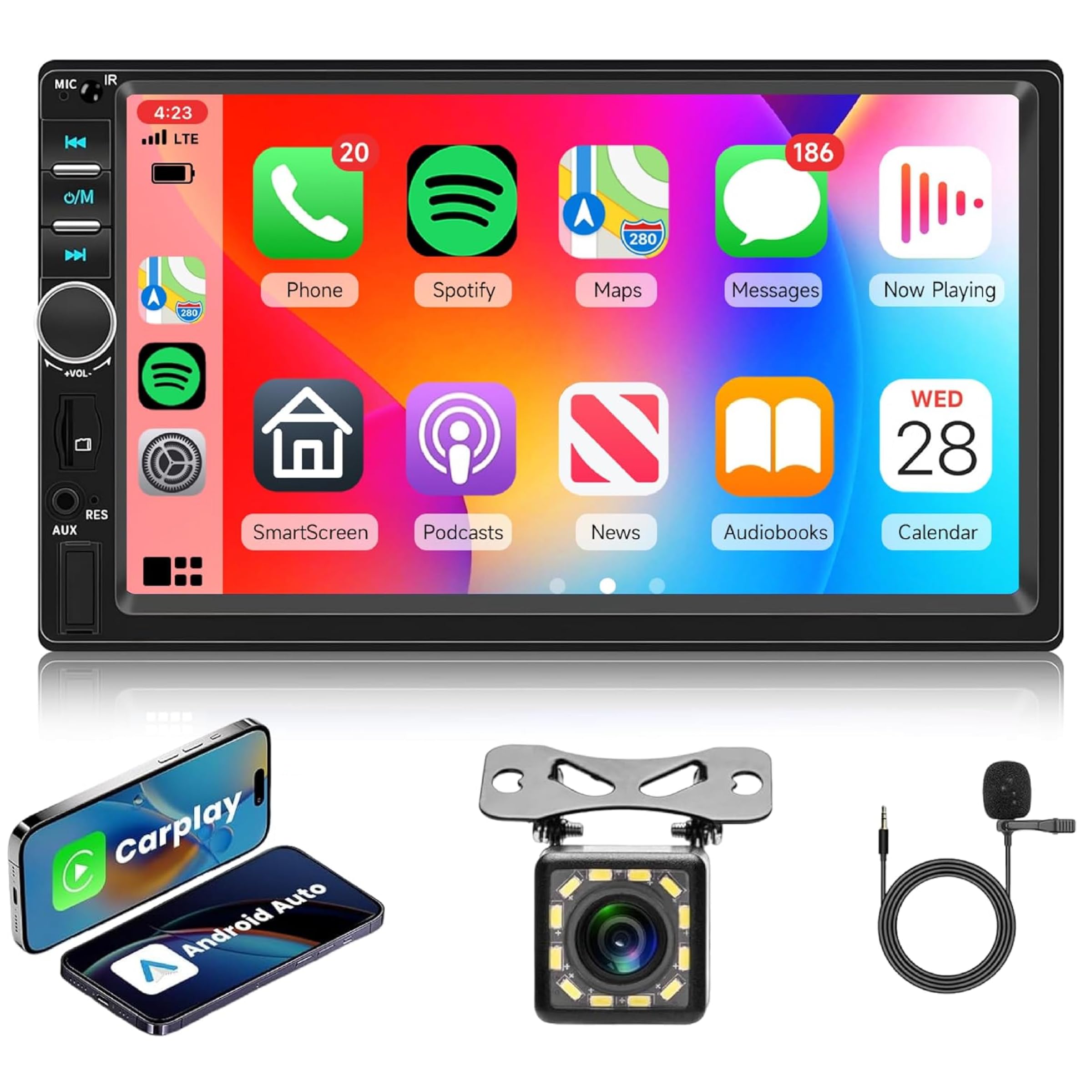 Hodozzy Double DIN Car Stereo with Carplay & Android Auto : Amazon