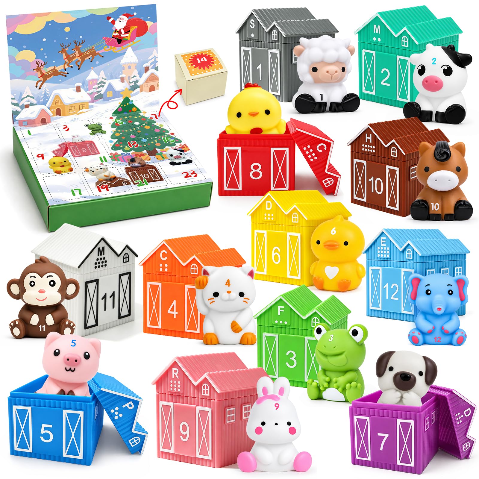Advent Calendar 2026 Animal Toys for Toddlers Babies Numbers Matching & Sorting Toys Finger Puppets Preschool Montessori Learning Chirstmas Countdown Gifts Stocking Stuffers for Boys Girls