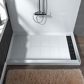 WOODBRIDGE SBR6034-1000R-MBL Shower Base, 60"x 34", ‎ White with Matte Black Cover