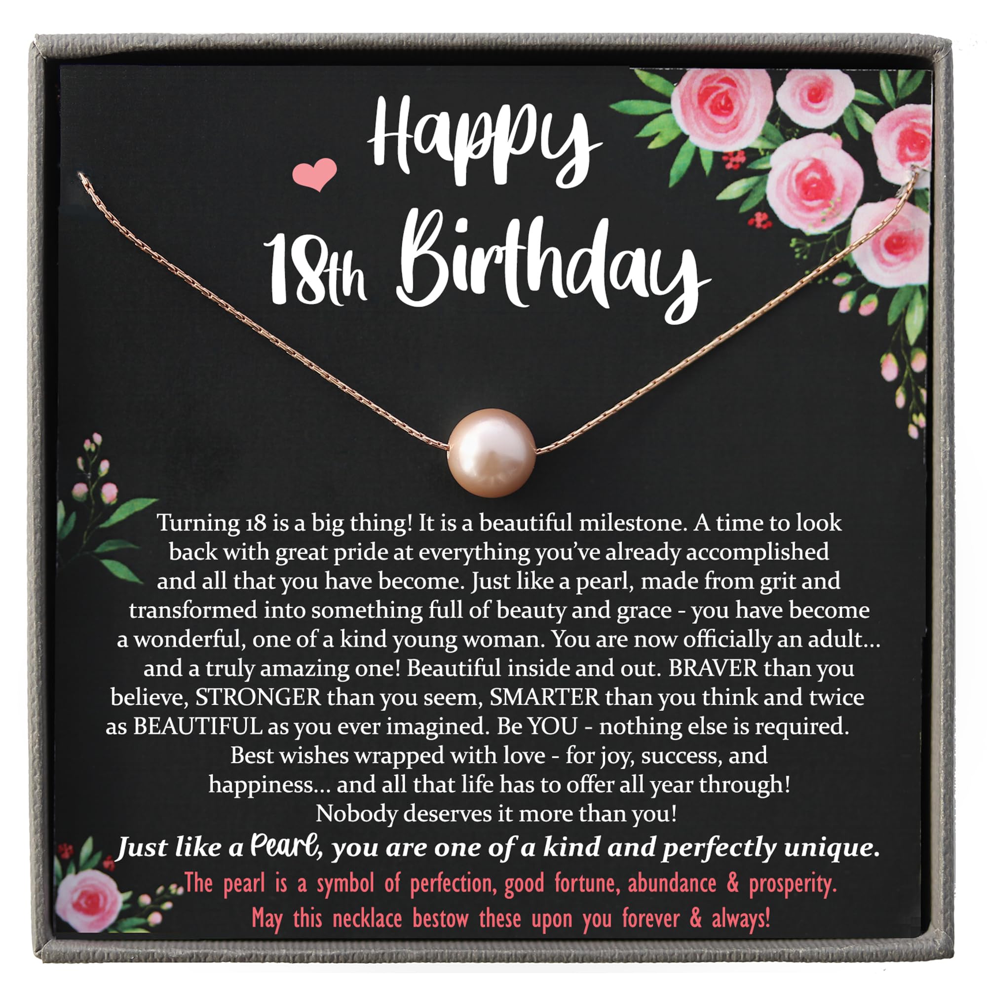 Be Wished 18th Birthday Gift for Girls with Meaningful Message and Jewelry, Rose Goldfilled Pearl Necklace, Ready to Gift