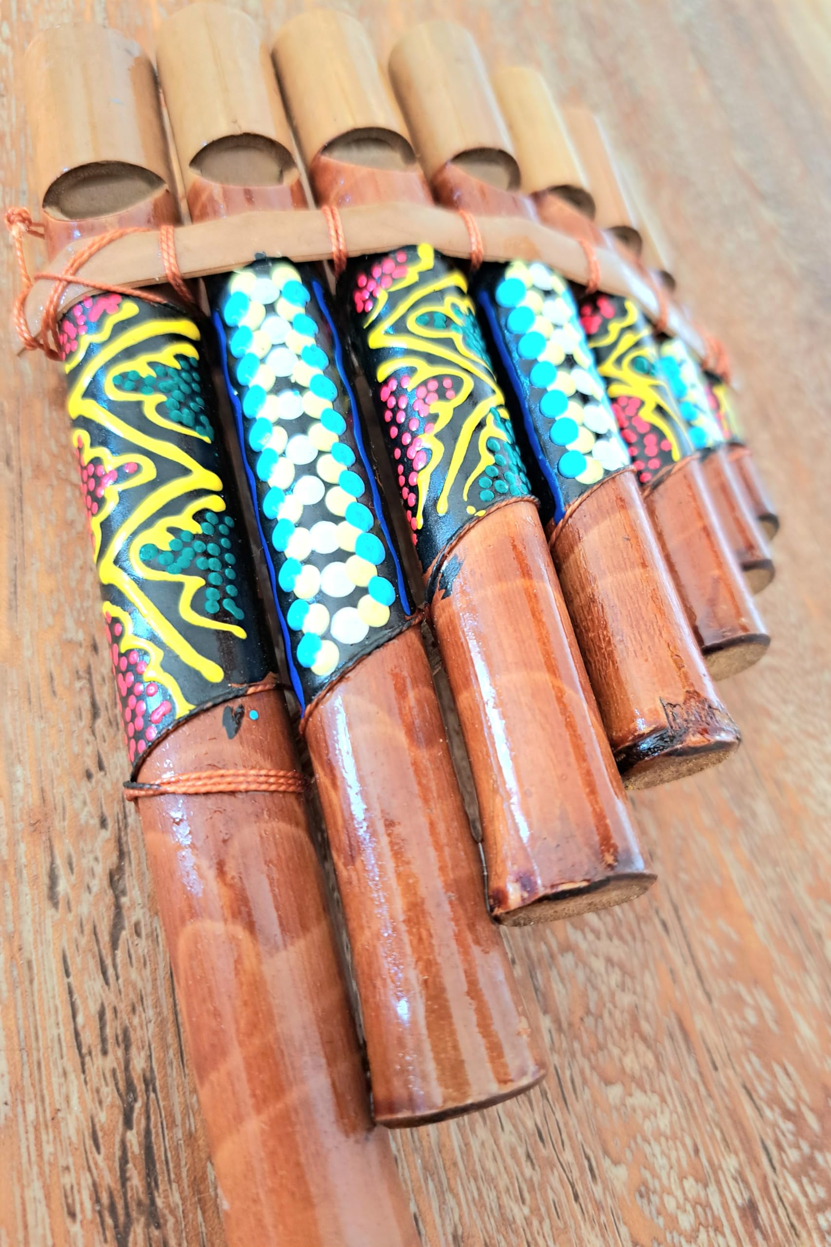 Flûte de pan en bambou Instrument de musique bois artisanale 7 tubes bois