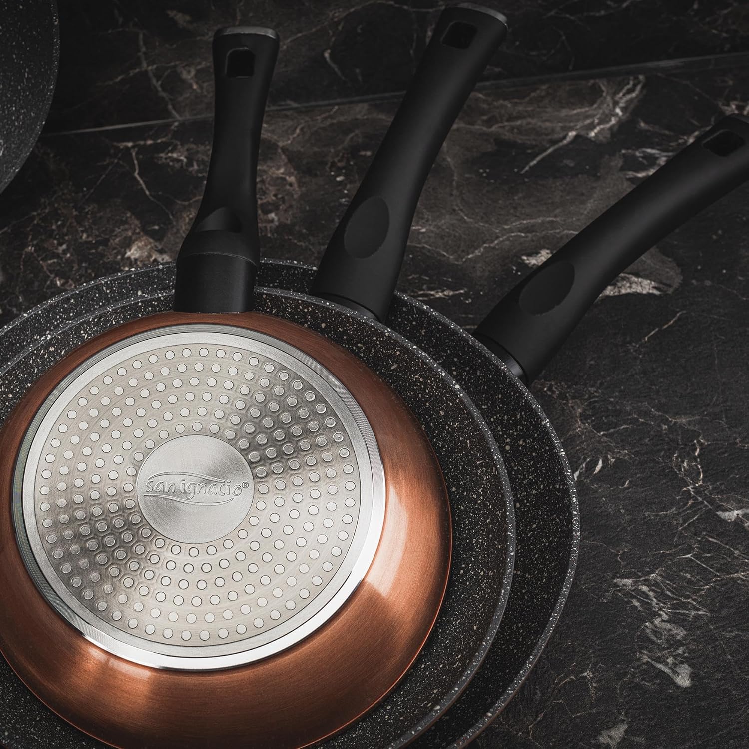 Pack of 3 Pans Ø20/24 and 28 cm + 8 pcs Stainless Steel Kitchen Set