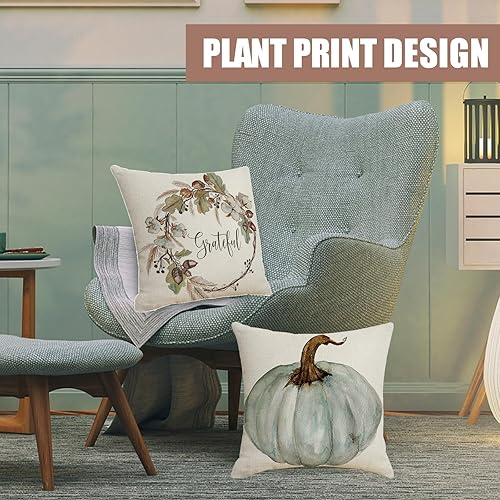 Miniatura 6 de Fundas de almohada de otoño, 18 x 18 pulgadas, juego de 4 fundas decorativas de hojas de arce, funda de cojín suave de otoño de calabaza,