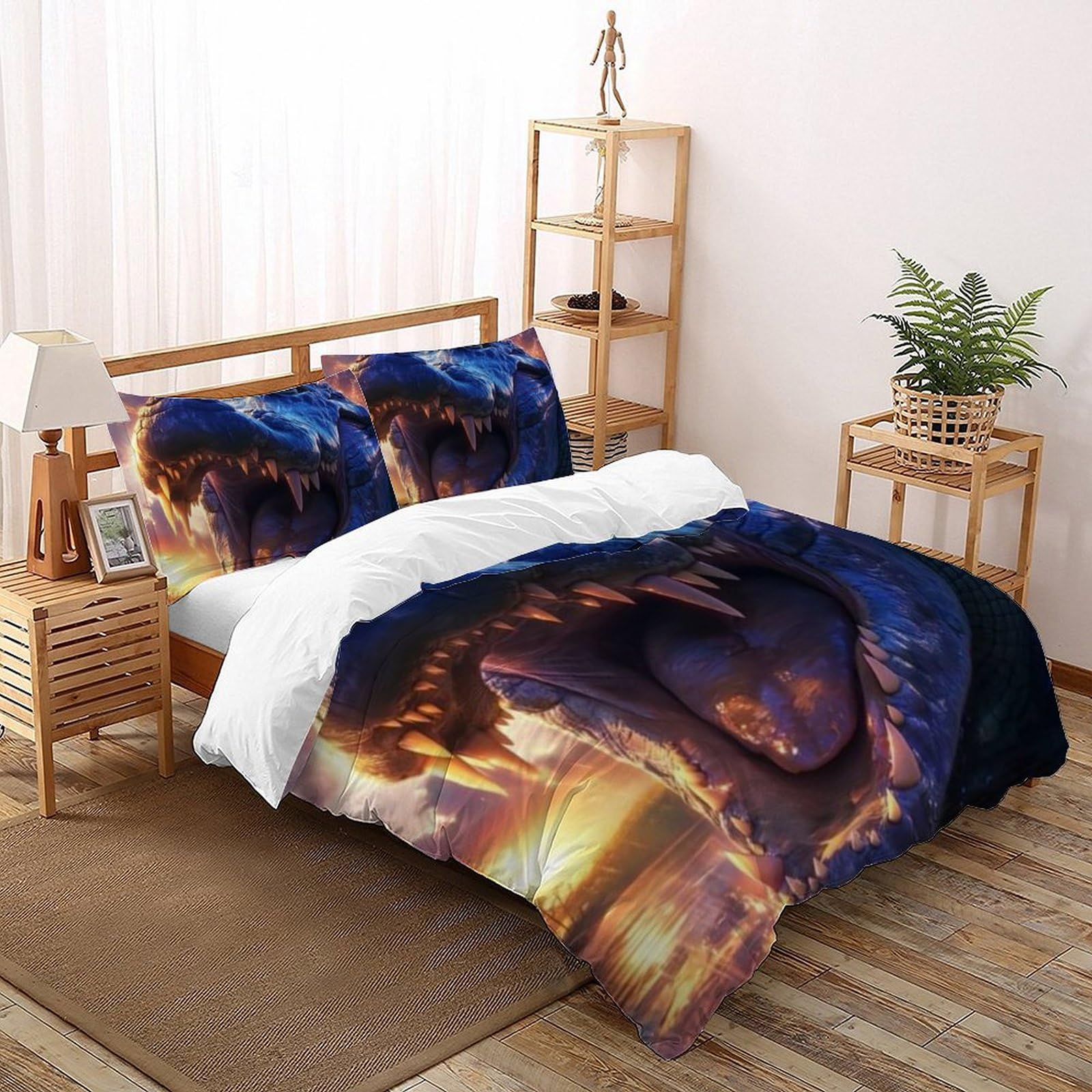 Housse de couette crocodile 260x220 cm pour chambre garçon safari
