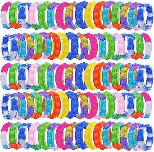 Miniatura 7 de 300 pulseras de juguete para ansiedad, pulseras sensoriales de burbujas para presionar, para aliviar el estrés, pulsera de silicona para niños y 300