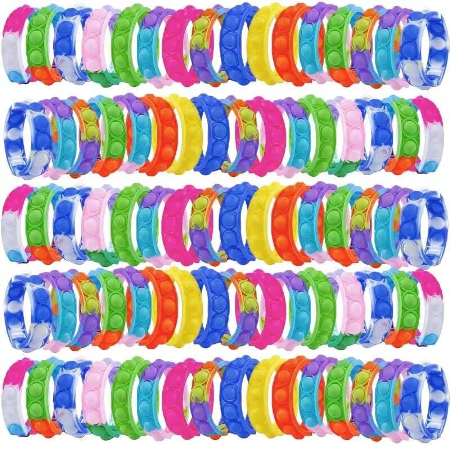 kapibarasensei 80Pcs Pop Bracelet Fidget Toy, Wearable Fidget Bracelets Push Poping Bubble Sensory Toys Stress Relief Fing...