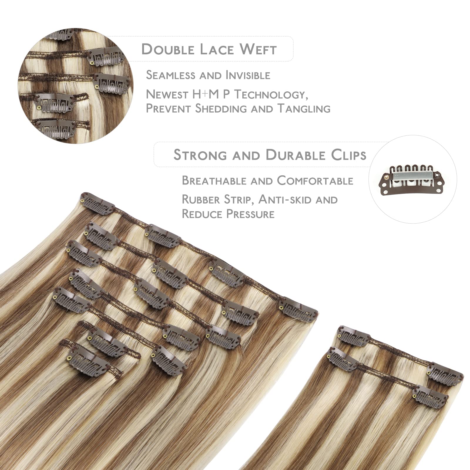 WENNALIFE Clip in Hair Extensions Human Hair 16 Inch 120g 7pcs Dark Brown Hair Extensions Clip in for Women Real Human Hair Double Weft Rallonge Cheveux Humain Extension Real Hair Extensions — view 366
