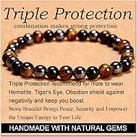 Vista 29 de MASSIVE BEADS Pulsera elástica de yoga hecha a mano con piedra natural, cristal curativo, energía, regalos para adultos unisex de 0.157 in, 0.236