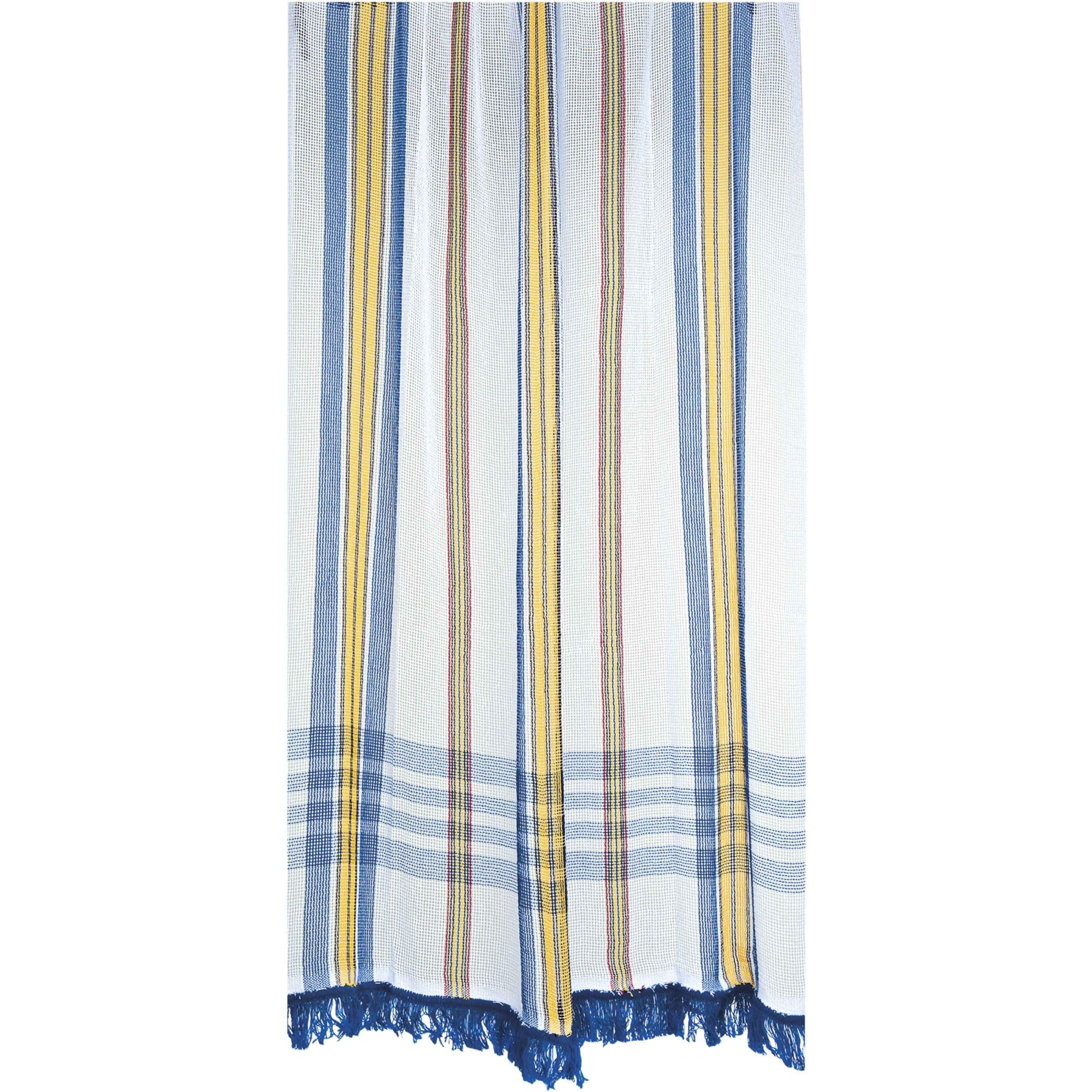 Rideau Marseillais bleu 225 x 140 cm avec tissage traditionnel relief