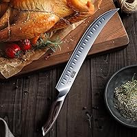 Vista 6 de HOSHANHO - Cuchillo de carvado y corte de 10 pulgadas, cuchillo de pecho de acero japonés de alto carbono con mango ergonómico de madera de Pakka