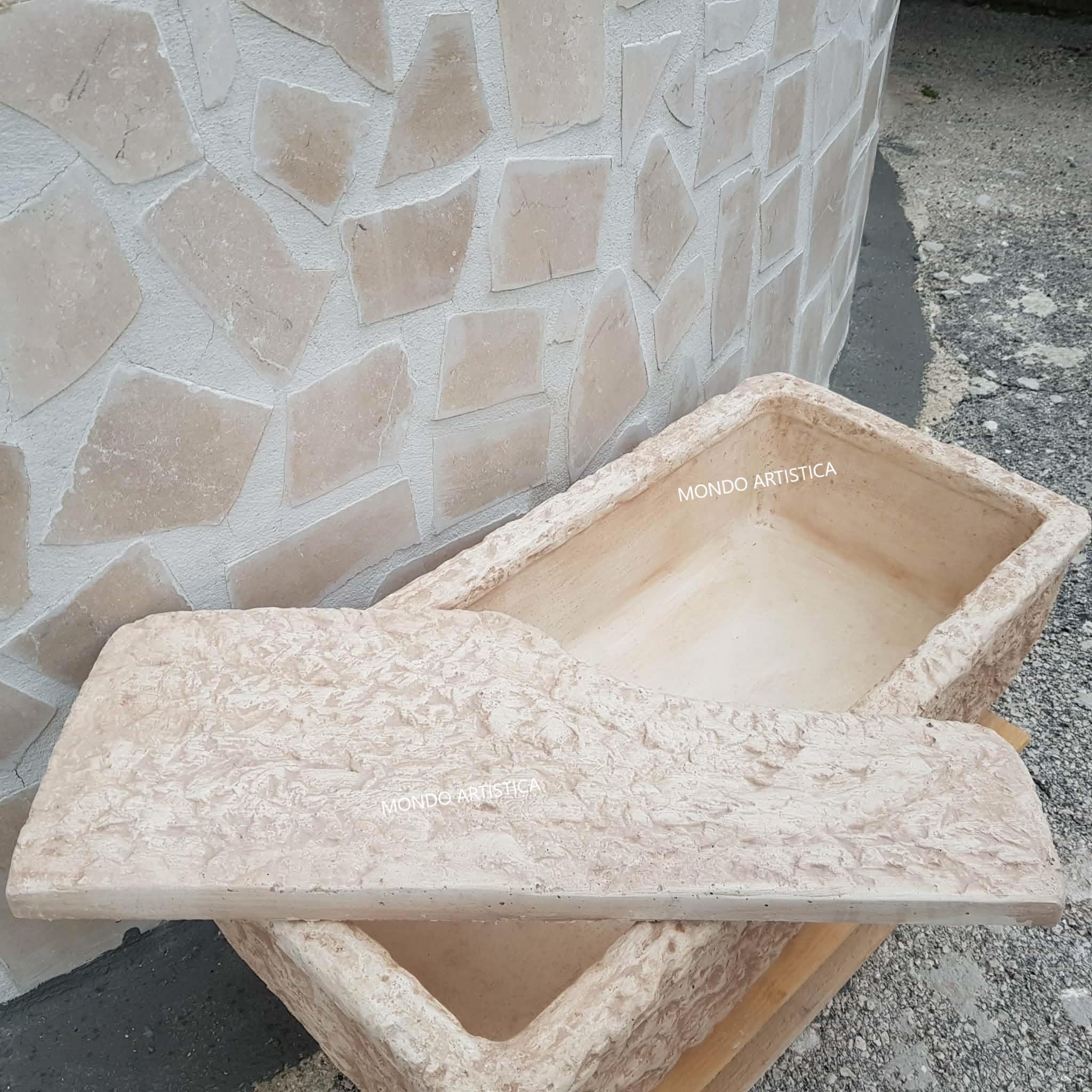 Lavello Lavandino In Cemento, Lavabo, Fontana, Vasca Unica Larghezza 80X40 Altezza 48 CM - Per Esterno Da Giardino Colore Sfumato rosa antico