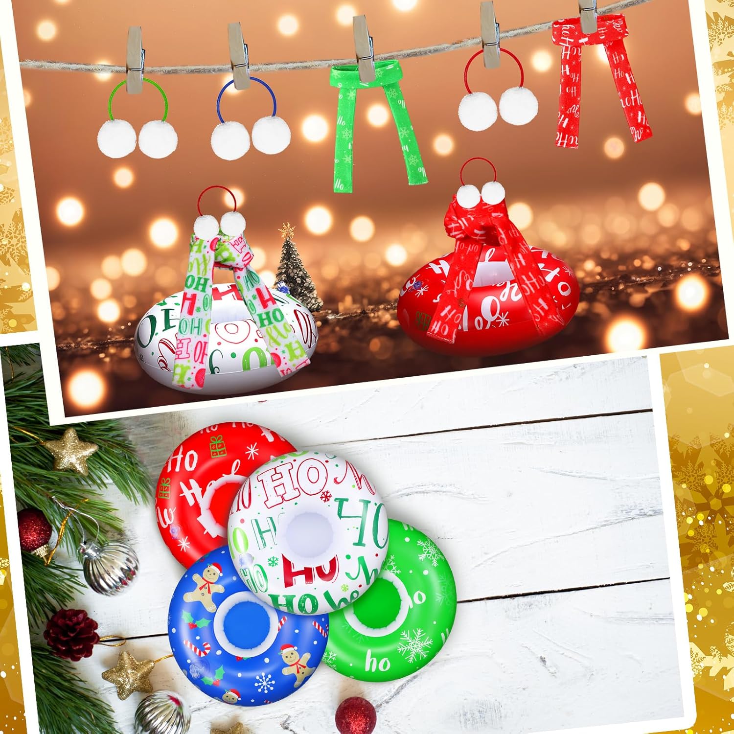 Liitrsh 12 Pcs Christmas Doll Accessories Kits Inflatable Snow Tube Warm Ear Cozy Muffs Scarf for Doll(Cute)
