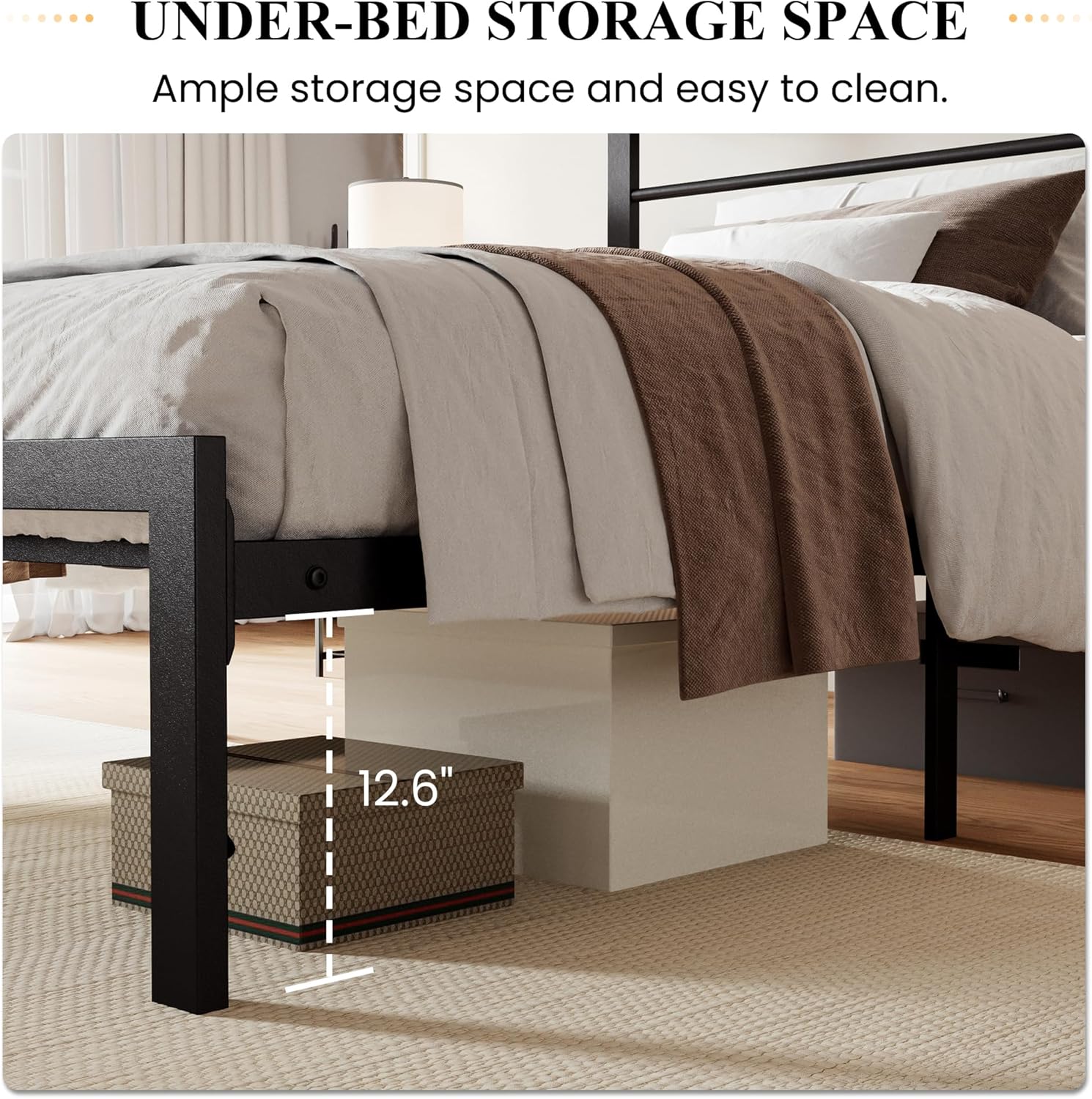 SHA CERLIN Twin Size Bed Frame with Headboard Shelf and Strong Metal Foundation, No Box Spring Needed, Brown