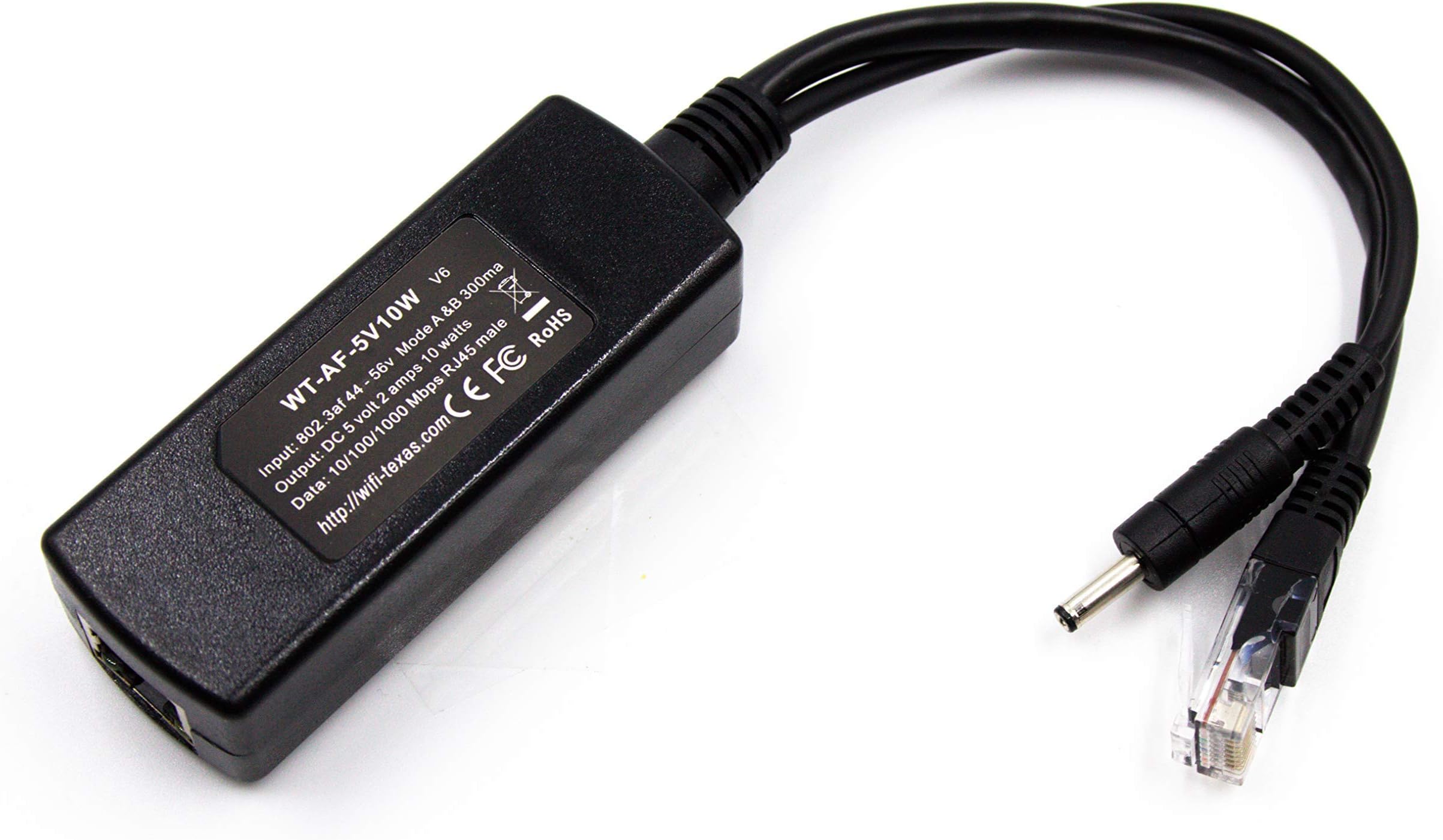 WiFi-Texas PoE Splitter AF-5V10W 802.3af PoE Splitter with 5V Output Power Over Ethernet Splitter for Foscam or 5V Device to 328 Feet From a PoE Switch, 10 Watts Output