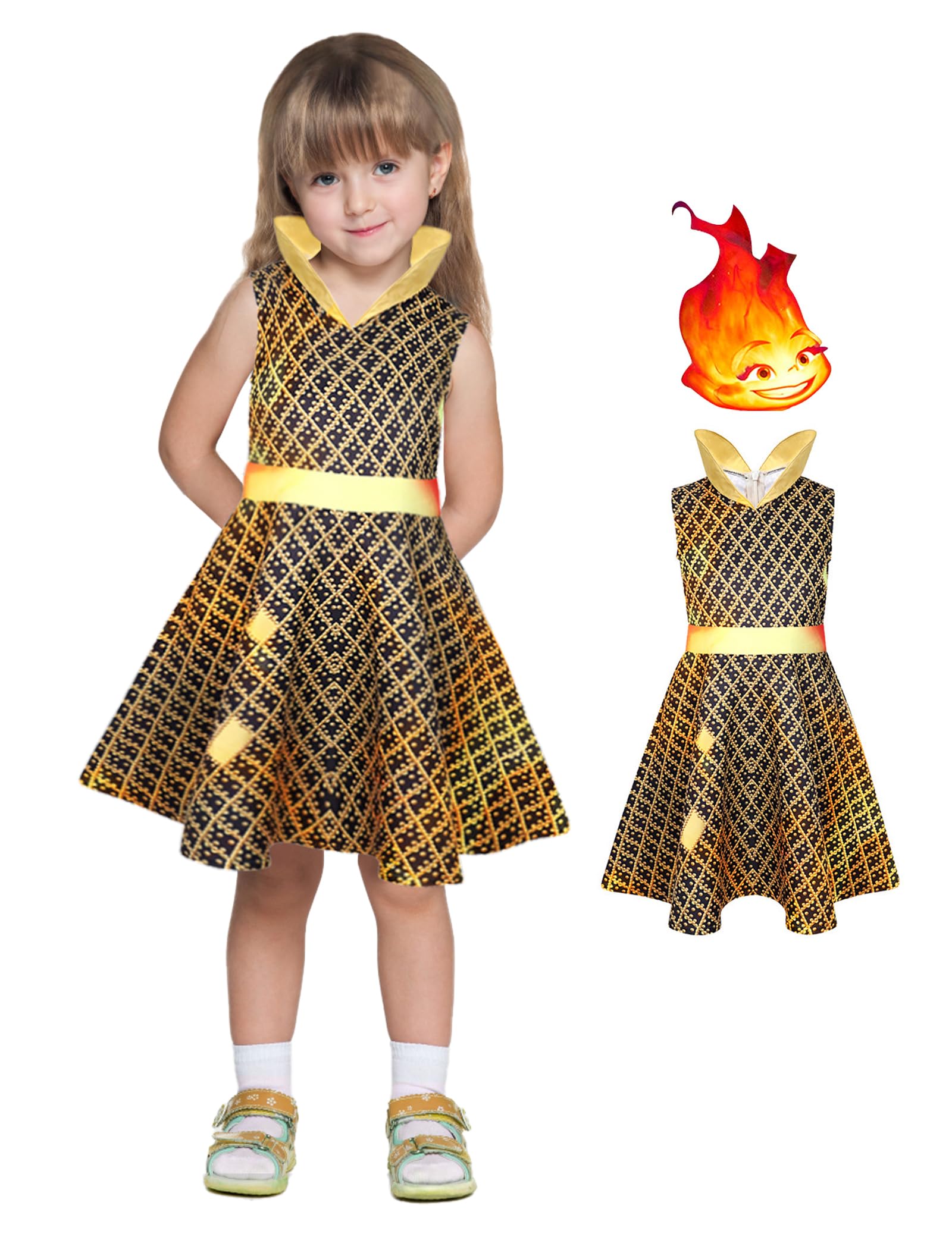 CICOCI Elemental Ember Costume Dress For girls Wade Cosplay Kids Toddler with Mask Halloween Outfits
