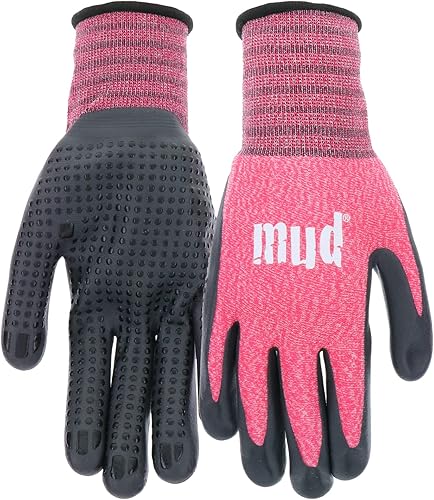 Miniatura 9 de Mud Grip Women's Nylon Seamless Knit Shell Water Resistant Dotted Nitrile Palm Gardening Gloves