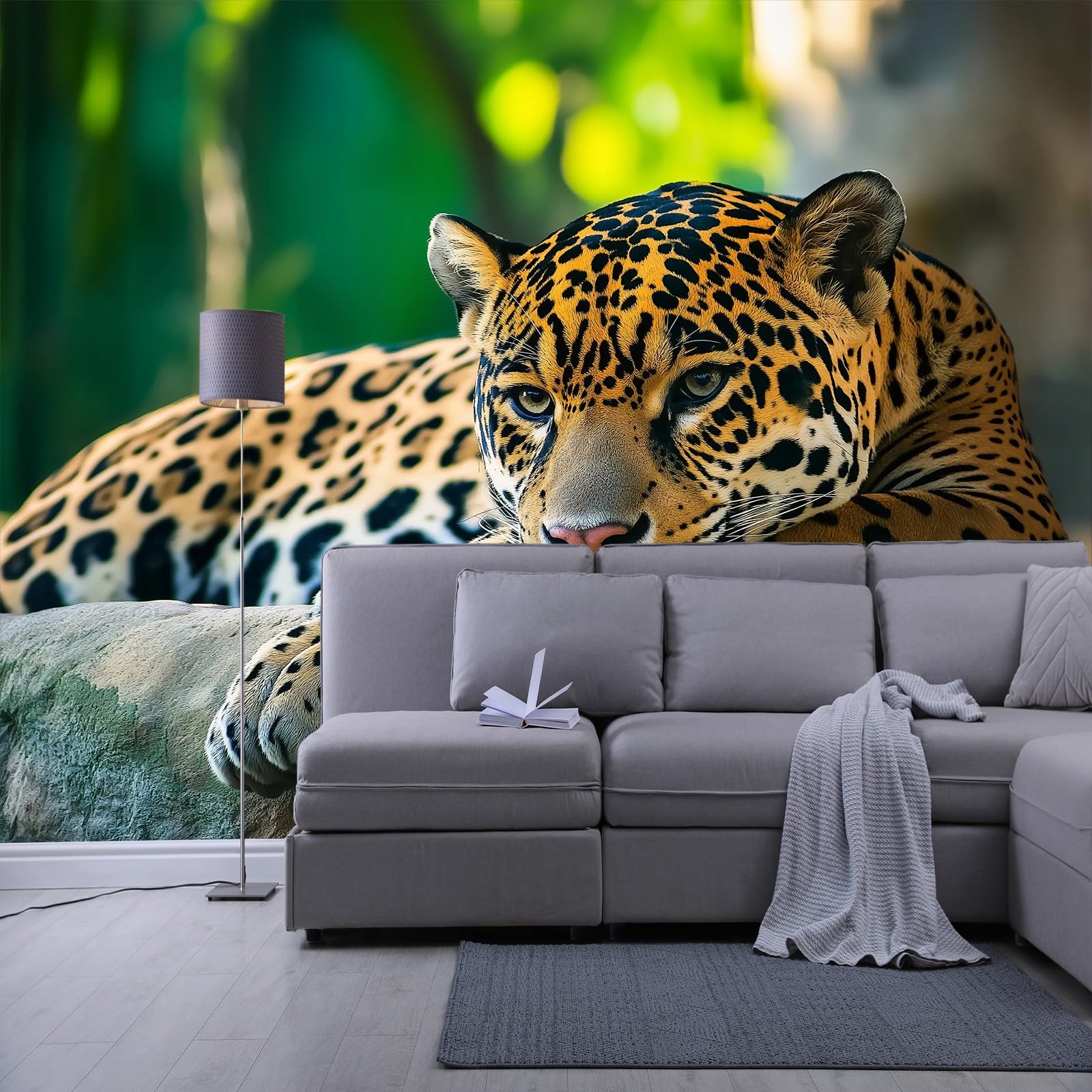 Papel pintado fotográfico de jaguar, fotografía de animales, papel pintado fotográfico de jaguar, 200 x 140 cm (ancho x alto), papel pintado mural para sala de estar, dormitorio, habitación de los