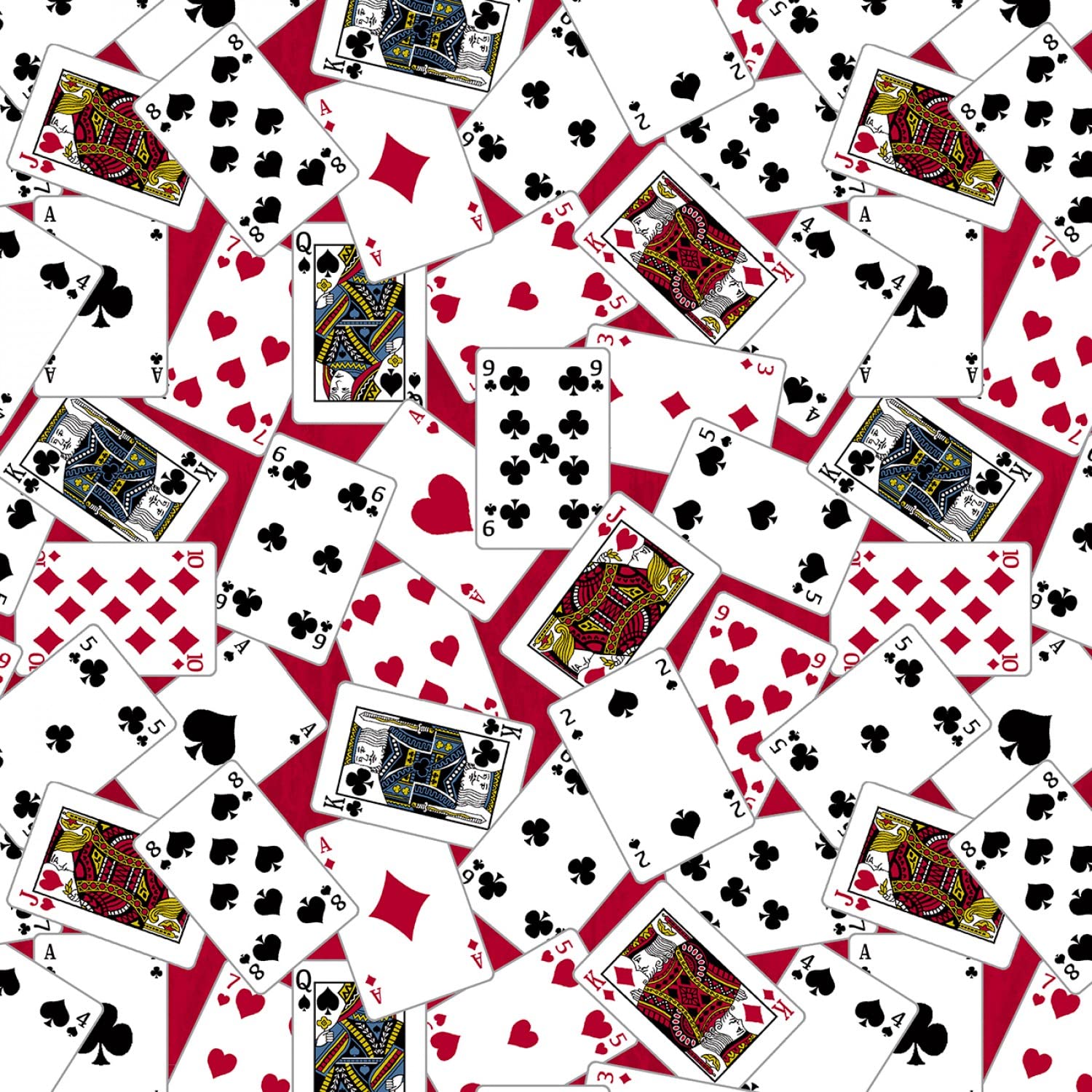 WINDHAM FABRICSMan Cave Playing Cards Red Premium Quality 100% Cotton Fabric by The Yard.