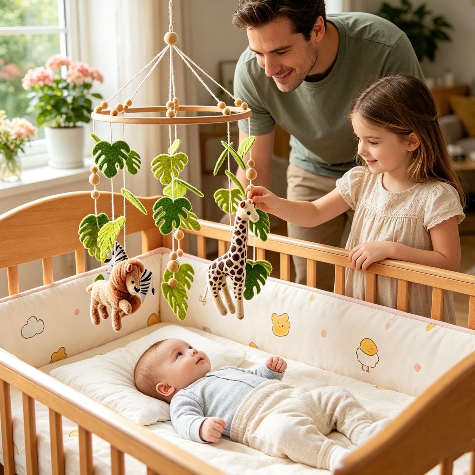 Mobile per culla, giocattolo sensoriale per lo sviluppo di animali | Campana calmante per lettino, casa, appartamento, camera da letto, soggiorno, sala giochi, asilo, dormire