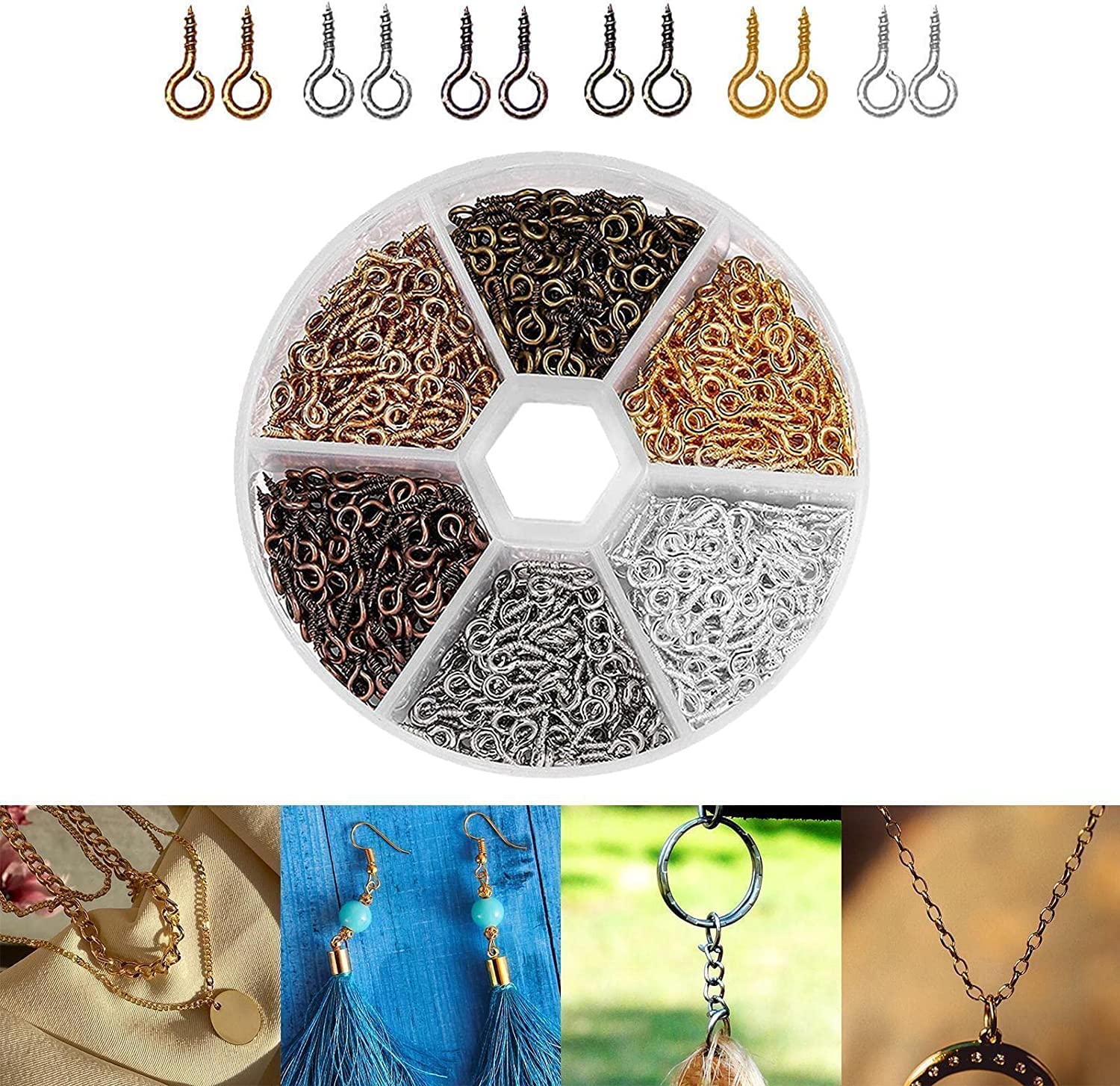 600 Pezzi Viti Ad Anello Mini - Argento, Oro E Platino, Per Gioielli Fai Da Te E Artigianato - Foto 5