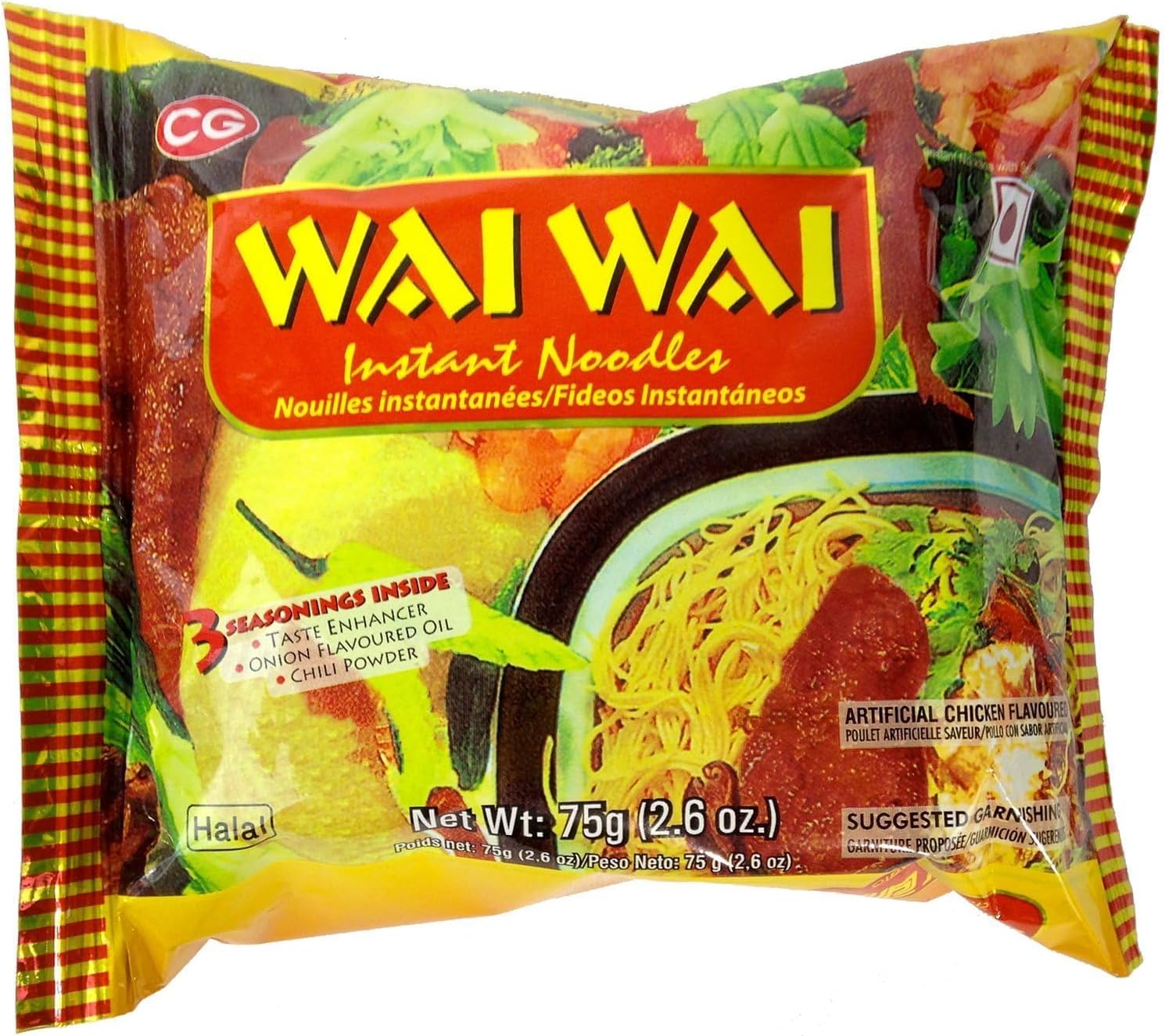 Instant Noodles, Chicken Flavored, 2.6-Ounce 75g Packages (Pack of 30)