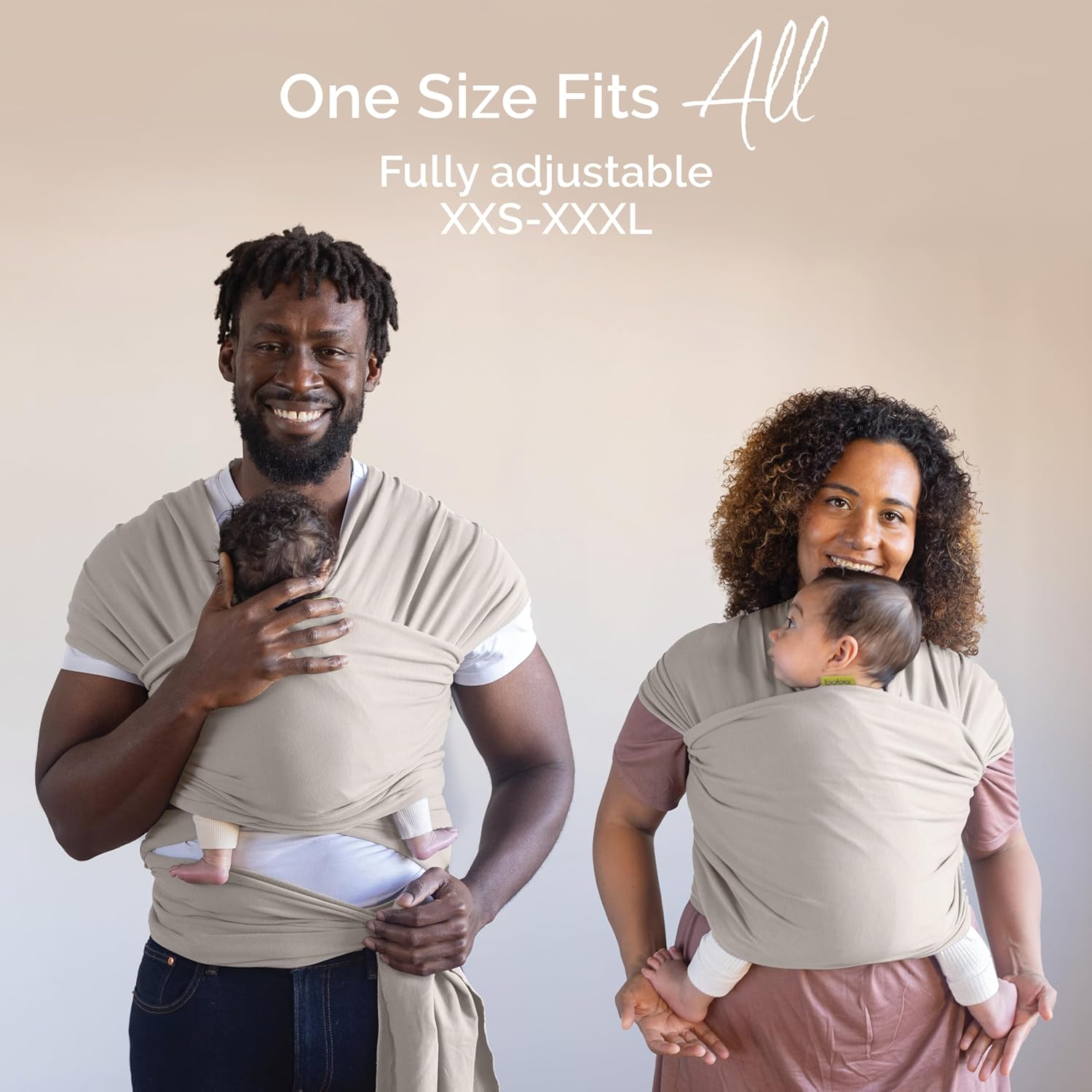 Boba Baby Wrap Carrier – Original Baby Sling Carrier for Newborns (7–35 lbs), Soft, Secure, Hands-Free & Ergonomic, Ideal for Comfortable Bonding, New Parents (Beige)