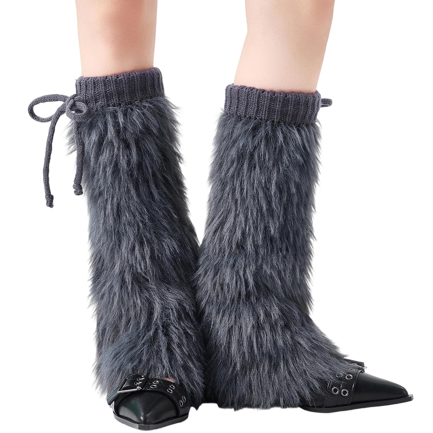 Winter Women Faux Fur Fluffy Leg Warmers Soft Boot Cuffs Covers Night Club under Knee Socks