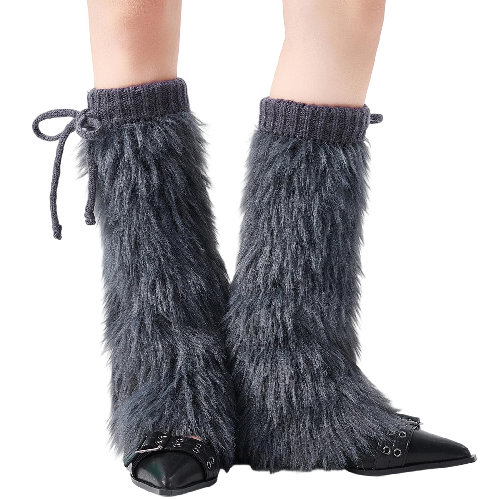 Winter Women Faux Fur Fluffy Leg Warmers Soft Boot Cuffs Covers Night Club under Knee Socks