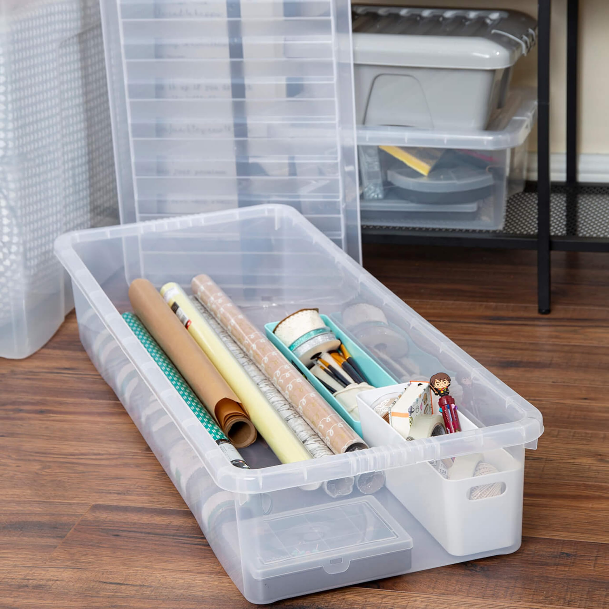 UNTERBETTKOMMODE 18CM 6 Stück 55L 99x40x18cm transparent klar Kunststoff