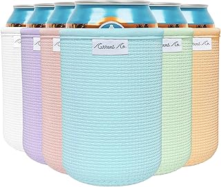 Beer Can Cooler Sleeves (6 Pack) Soft Insulated Neoprene Beer Coolies for Cans & Bottles - HTV Vinyl Compatible Drink Coolies - Bulk Blank Can Cozy Set – Standard 12 Oz Drink Koolies