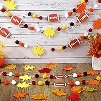 Vista 6 de Rtteri Guirnalda de fútbol de Acción de Gracias, guirnalda de pompones de bola de fieltro para decoración de fiesta de Acción de Gracias, decoración