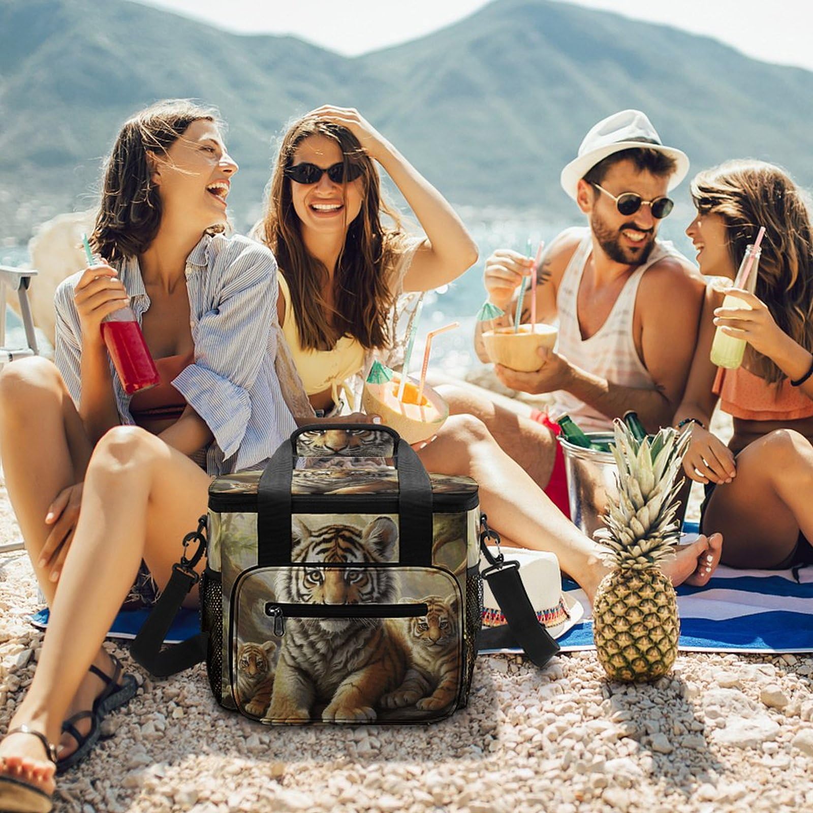 Jungle Tigers, borsa termica con stampa di grande capacità, a prova di perdite, per picnic, viaggi e avventure all'aria aperta