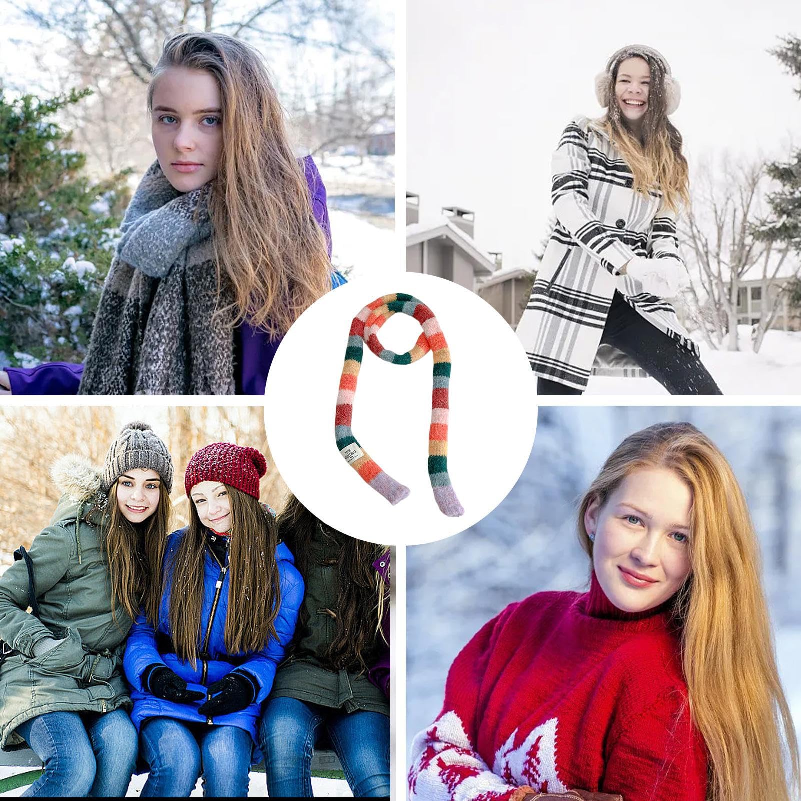 Générique Sciarpa invernale - Scaldacollo colorato a righe sottili a maglia | Sciarpa calda chic - per protezione del collo in autunno e nelle giornate fredde