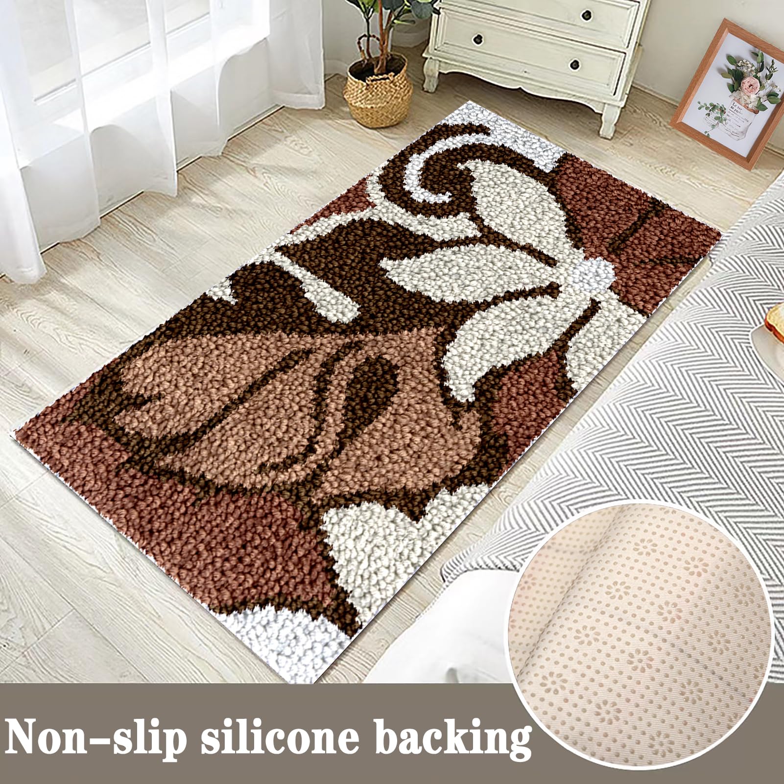 61 x 87 cm Kit Tapis au Point Noué Latch Hook Kit Tapis avec Crochet à Loquet Bricolage Tapis Kit de Tapis de Crochet Création de Tapis et Canvas Crochet inachevé Tapis à Nouer Soi-Même