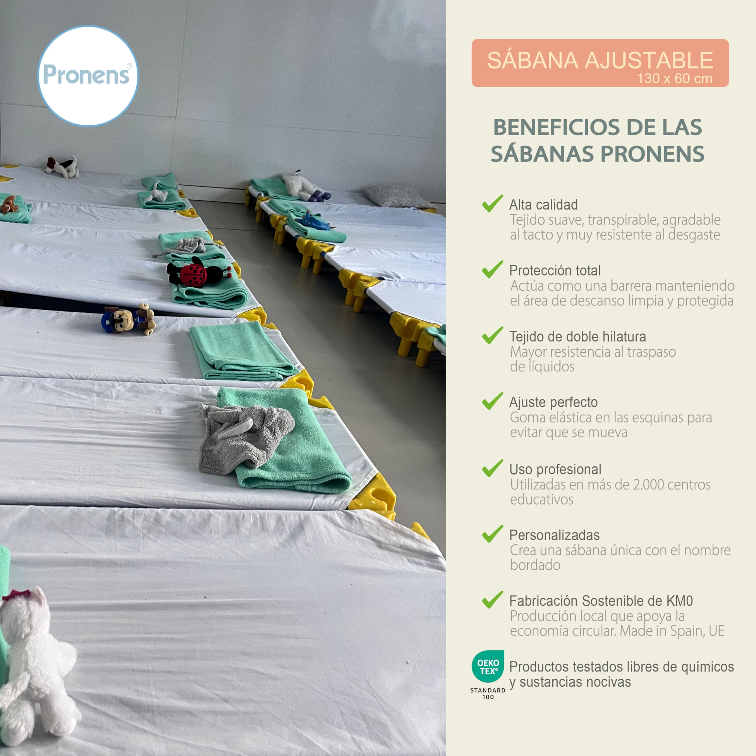 Sábana Bajera Ajustable para Hamaca guardería 130x60 cm – Máxima higiene y Confort Infantil – Fácil colocación con Gomas elásticas – Tejido Suave y Resistente – Nombre Bordado Personalizable