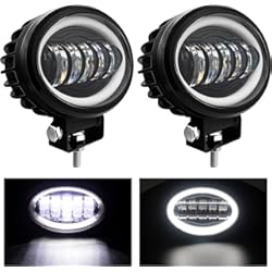 Faro Bmw Moto MONDEVIEW 5" Faro LED Trabajo 90W 6000K 30000LM 5 Chips Elíptico Focos LED para Moto con Homologado Faro Adicional Brillante Extremadamente Alto con Ojos Ángel para 4x4 Coche Moto Tractor
