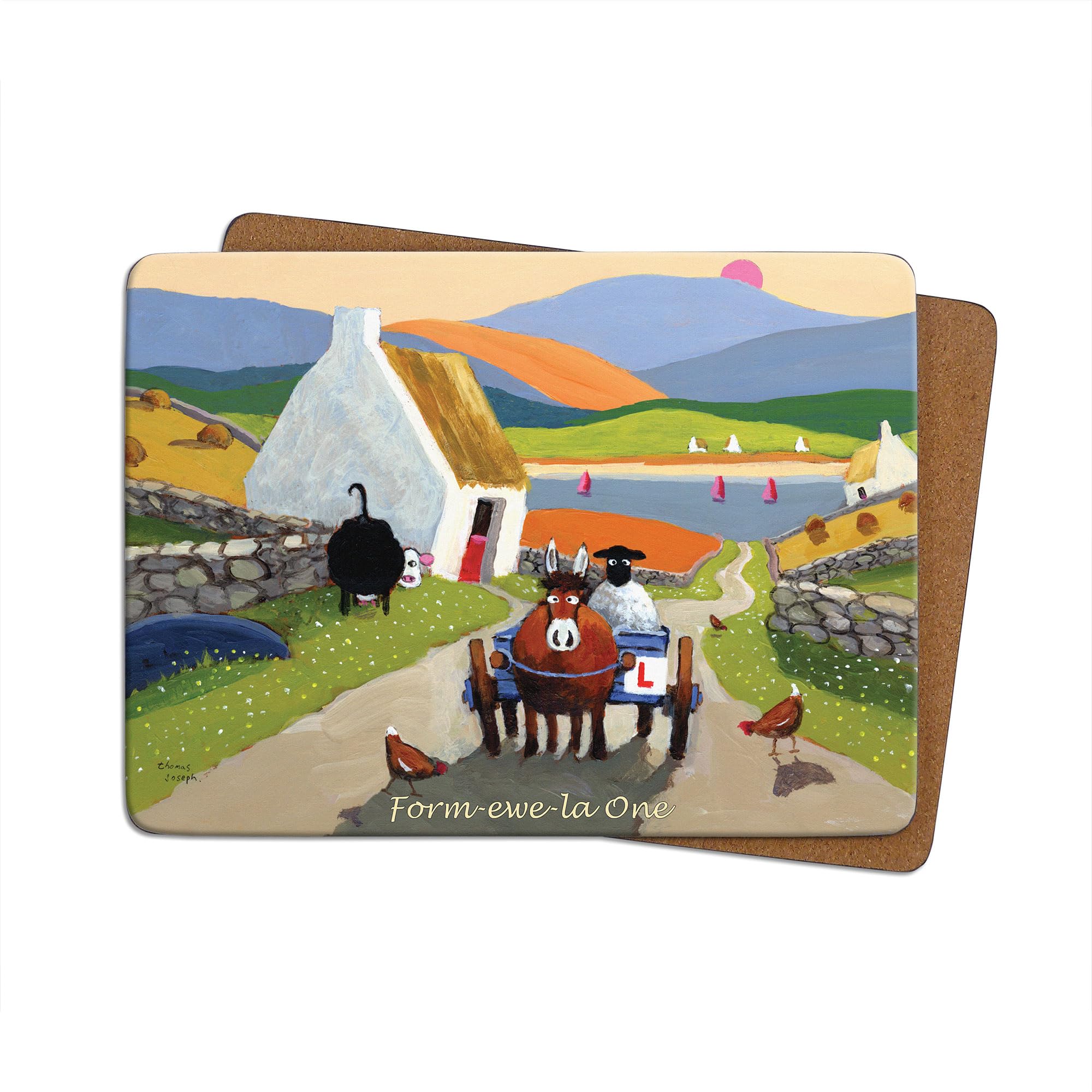 Thomas Joseph Multicolor Form-Ewe-La One Table Mat - Sheep Gift - Cork Backed Hardboard Placemat - 290Mm X 215Mm - 1 Piece