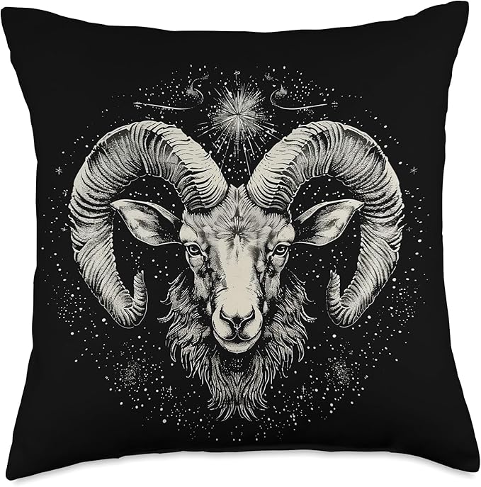 Aries Head Astrology Zodiac Sign Aries Throw Pillow