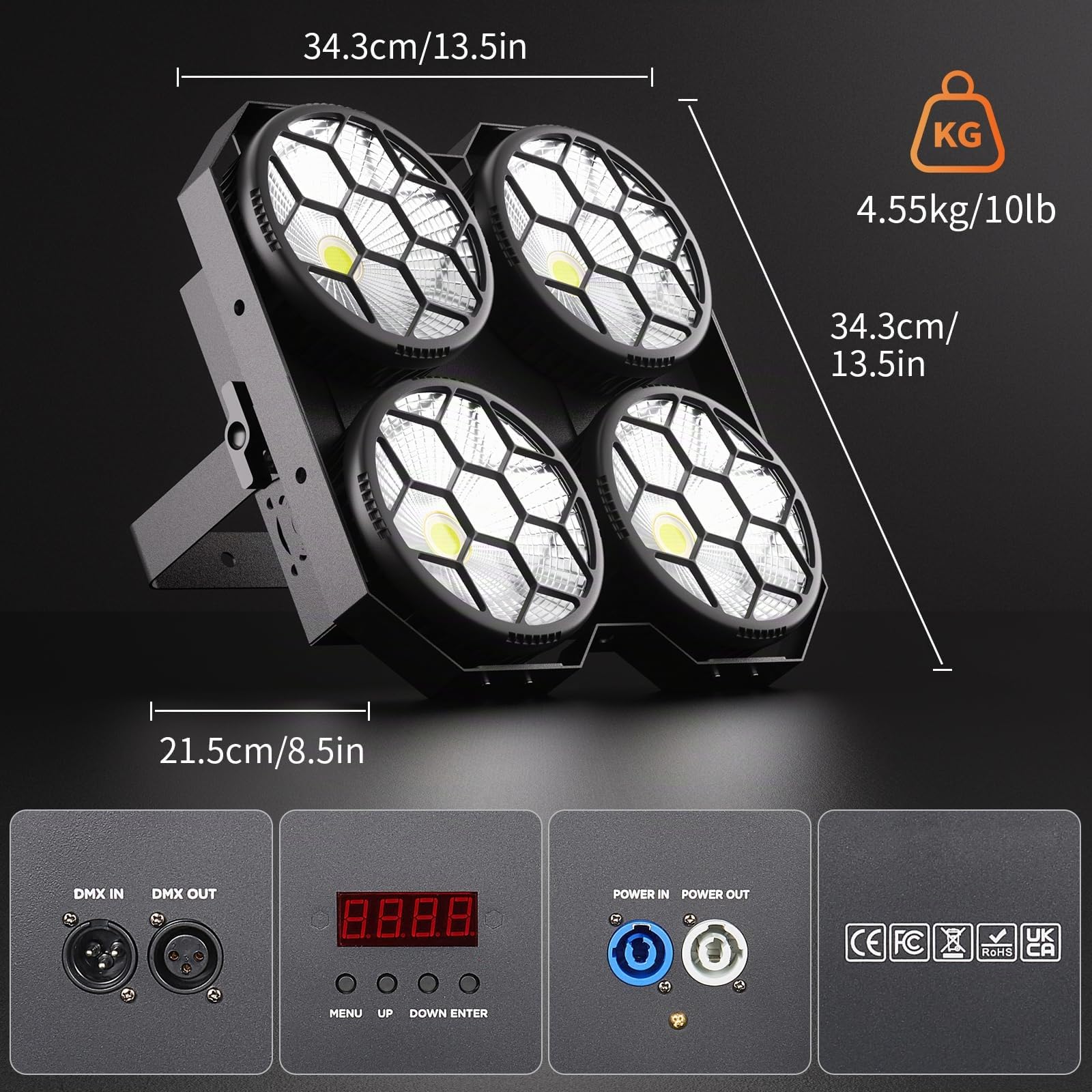 4x100W COB Par LED Foco Escenario lanco Frío/Cálido Luz de Escenario Estroboscópico 25+30 Efectos Luz de Foco para Fotografía Fiesta Cumpleaños Bar Discoteca
