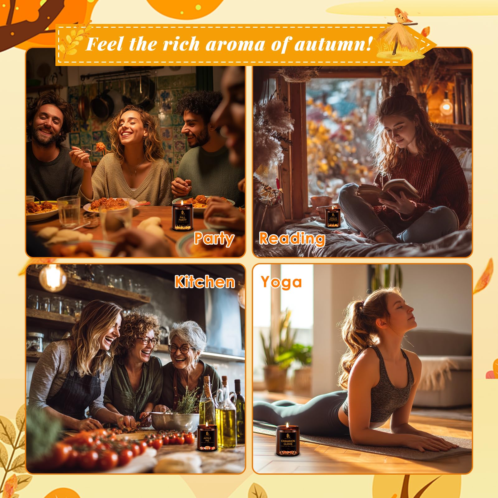Red Leaf Home Candles: Best Alternatives for 2026 3 DL DREAMY DEWLA Fall Candles Set for Home Scented 4 Pack 28oz Soy Wa — product photo