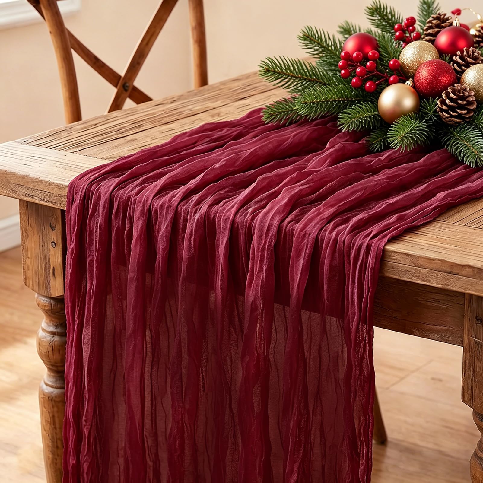 Pink Cheesecloth Table Runner - 10FT Boho Decor -9