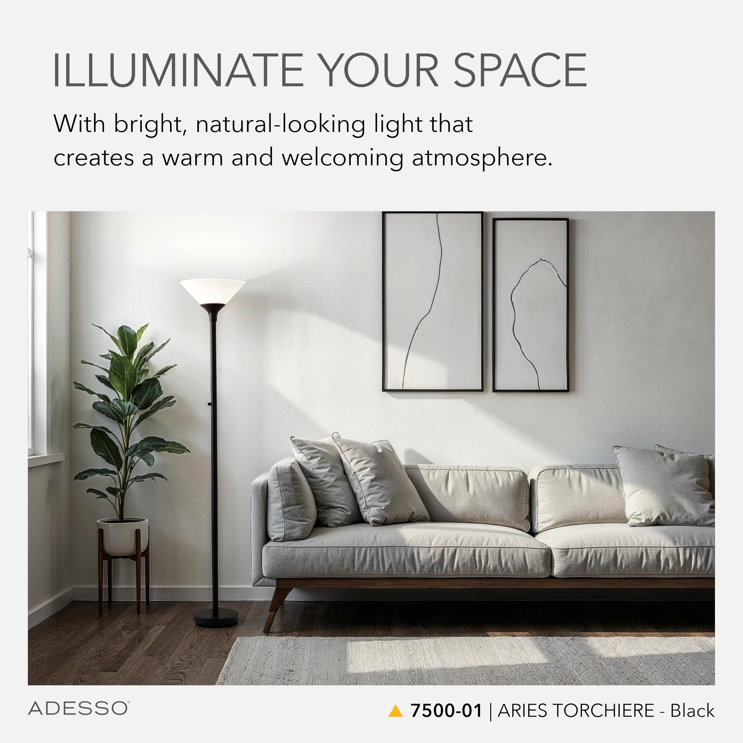 Amazon.co.jp: Adesso フロアスタンド フロアランプ 185.4h 7500-01 1