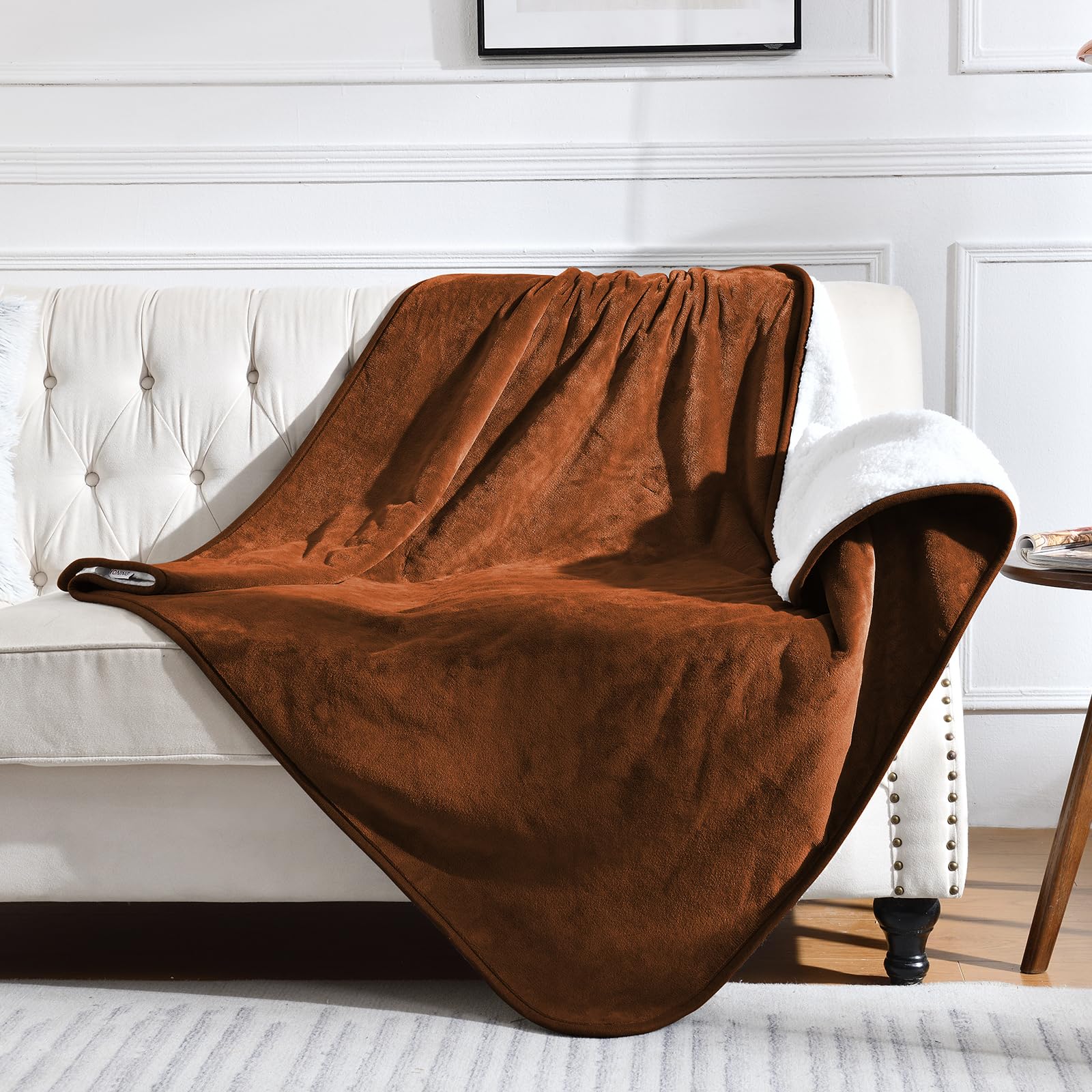 Yaning Waterproof Blanket for Bed Couch Sofa, Soft Liquid Pee Proof Pet Blanket for Dog Puppy Cat, Reversible Sherpa Fleece Furniture Protector (Caramel, 60x80 inches) — image 1